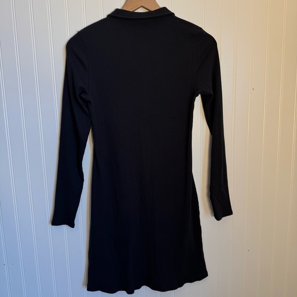 American Eagle Ruched Knit Button-Front Mini Dress Charcoal Gray Women’s Size M - Picture 7 of 12